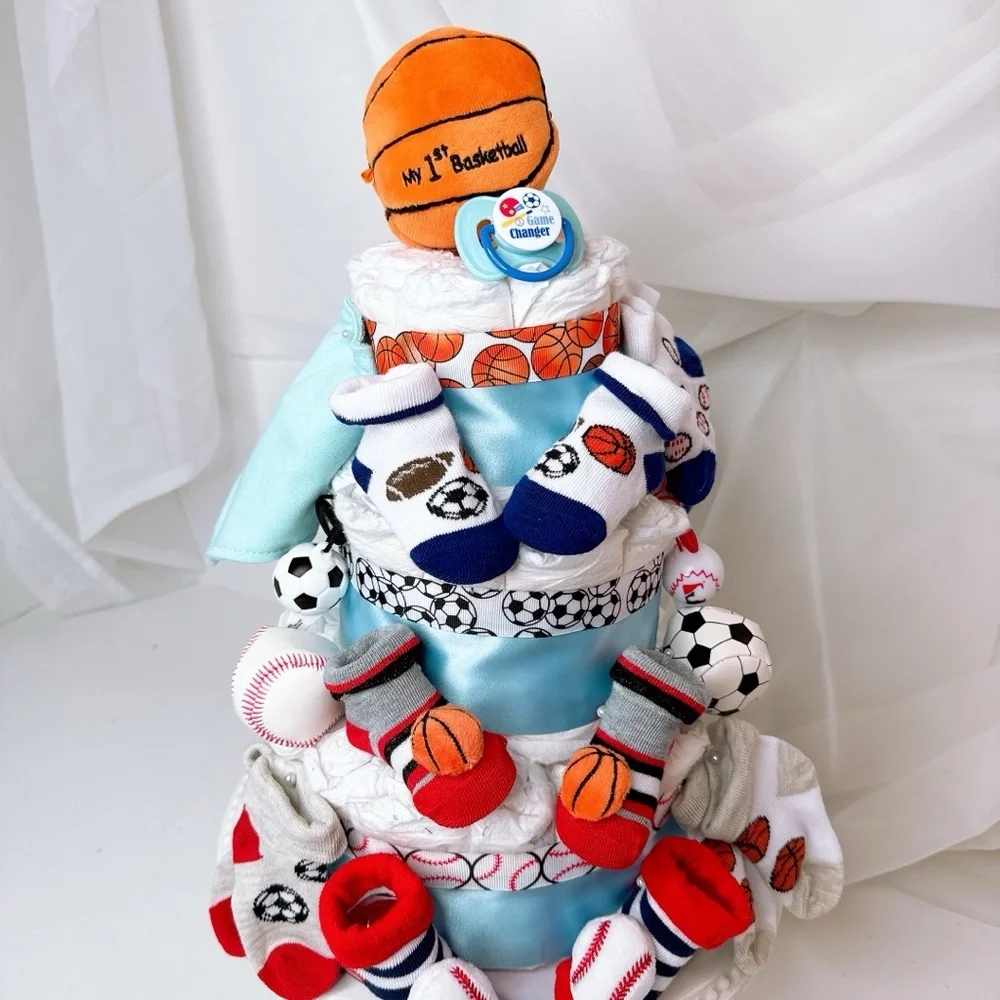 Sports Diapers Cake, Sports Baby Shower Gift
